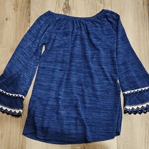 Women's Blue Tunic with Lace Trim